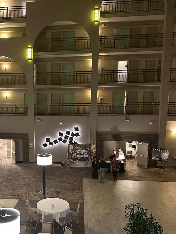 A  view of inside Embassy Suites.  